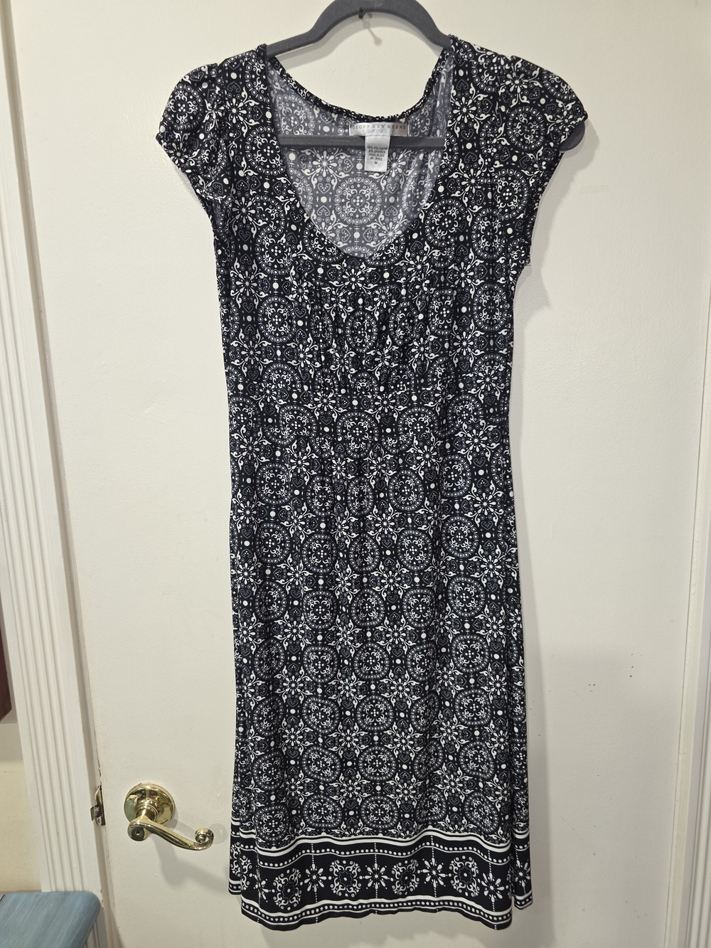 Geoffrey Beene Black and White Printed Midi Dress